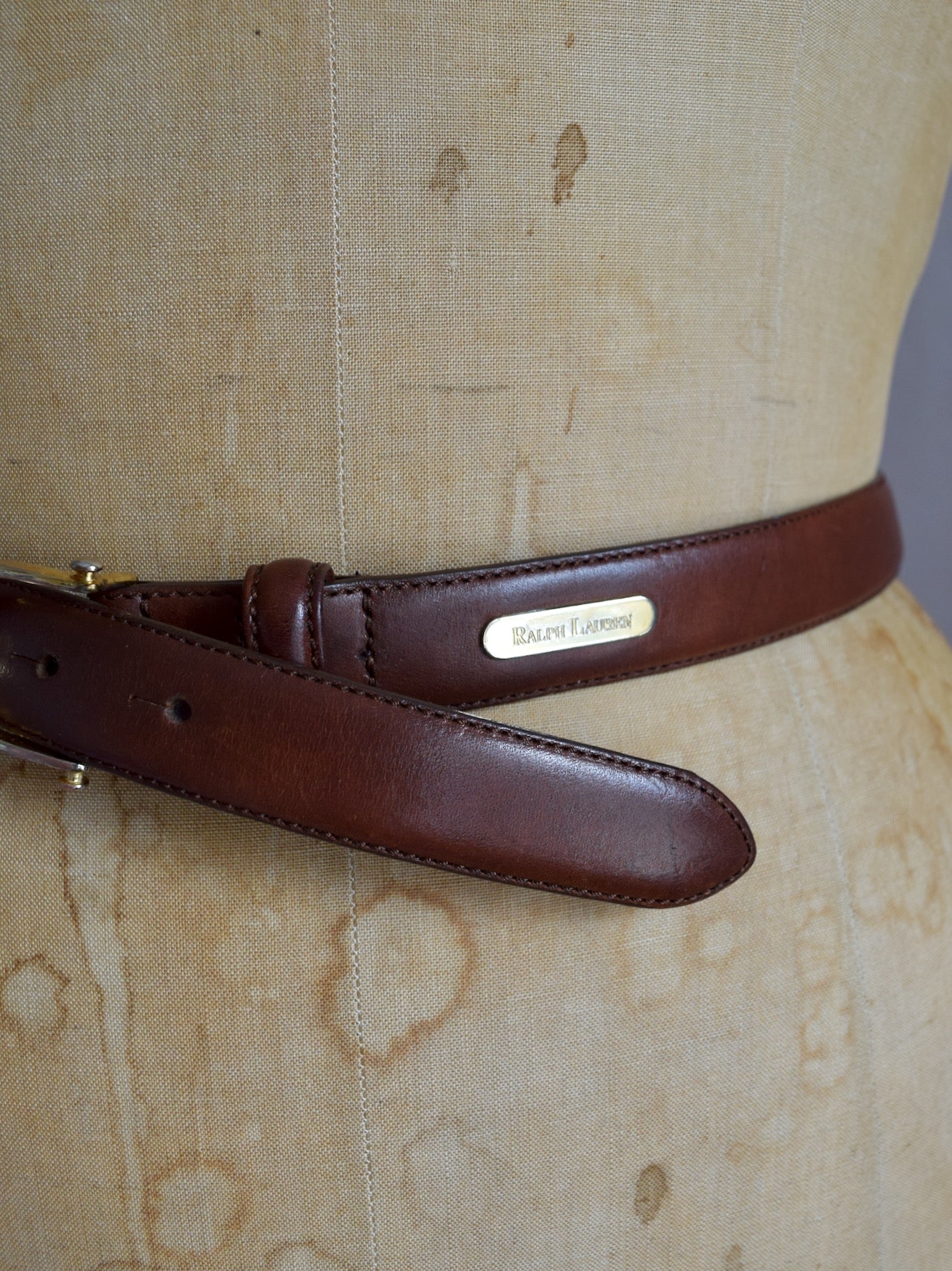 1990's Vintage Dark Brown Leather Belt Brass Buckle Sz S OOAK -  Canada